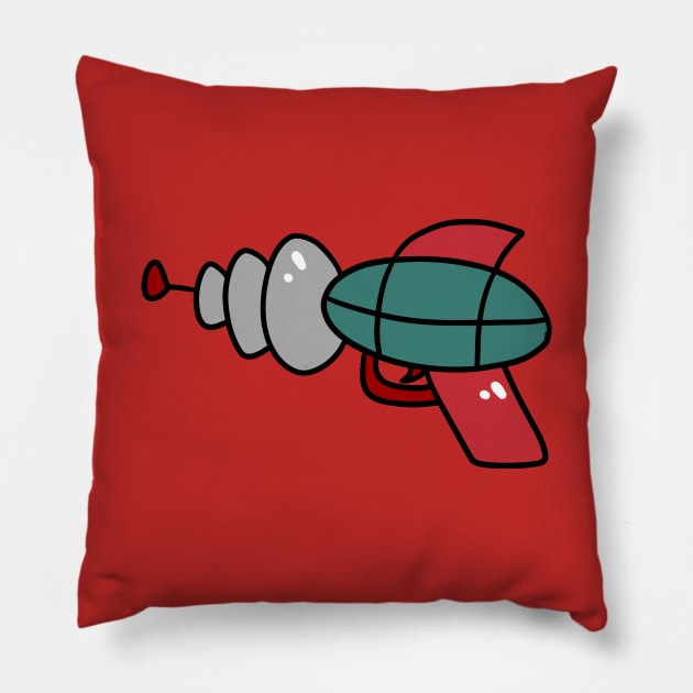 Red Gray Space Gun Pillow by saradaboru