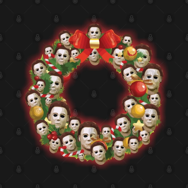 Michael Myers Halloween Multiface Christmas Wreath by joeysartworld