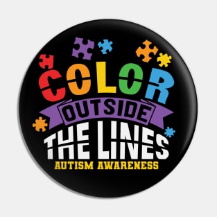 Color Outside The Lines - Autism Awareness Pin