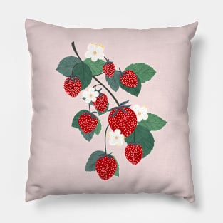 Strawberry branch and flowers Pillow