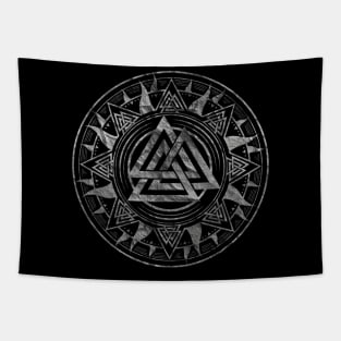 Valknut Symbol Silver Metallic Tapestry