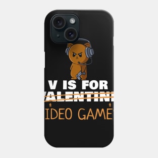 V Is For Video Games Cute Funny Valentine's Day Phone Case