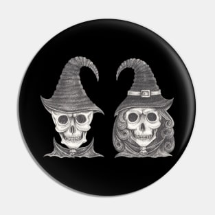 Couple witch and wizard skull. Pin