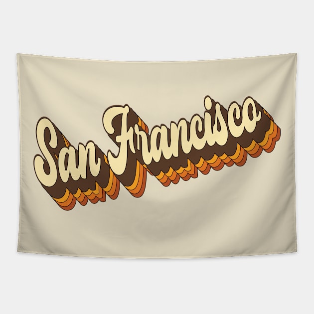 Retro Vintage 70s Groovy San Francisco Tapestry by Inspire Enclave