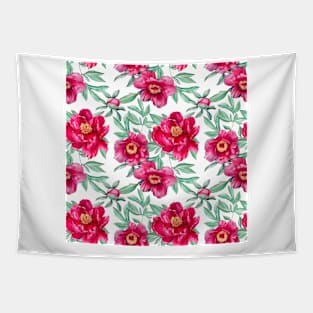 Peonies on white pattern Tapestry