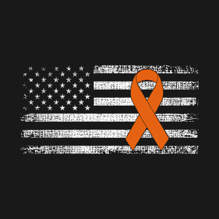 Leukemia Cancer Awareness Ribbon Classic American Flag T-Shirt