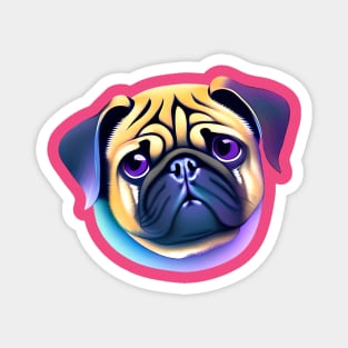 Pastel Pug with Purple Eyes Magnet