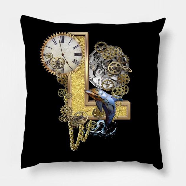 Steampunk-Birthday-Capital- Letter L Sculpture Pillow by Nadine8May