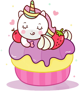 Kawaii Unicorn eating cupcake Kids T-Shirt by Petko121212