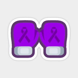 Purple Awareness Ribbon Boxing Gloves Magnet