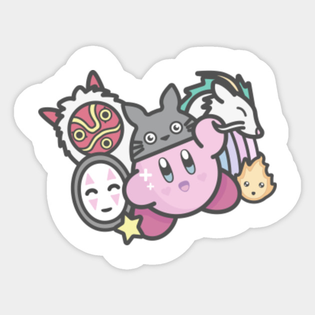 kirby x studio ghibli kirby sticker teepublic