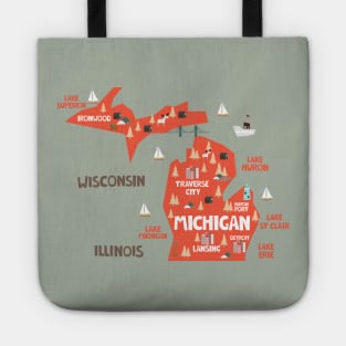 Michigan Illustrated Map Tote