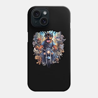 A cute t-shirt design featuring a Rottweiler Dog on a scooter Phone Case