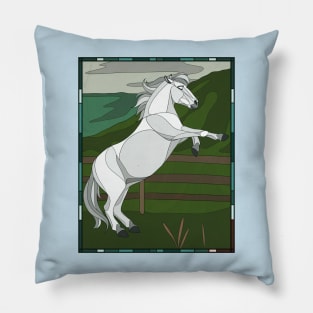 Black Beauty Stained Glass Art T-Shirt (Merrylegs) Pillow