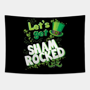 Let’s Get Shamrocked Funny Cute St Patricks Day Lets get Shamrocked Irish cute funny Leprechaun Hat Tapestry