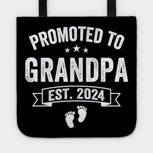 Promoted To Grandpa EST. 2024 Grandparents Baby Announcement Shirt Tote