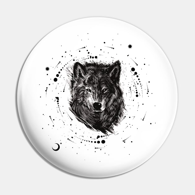 Wolf in space Pin by RIX ART