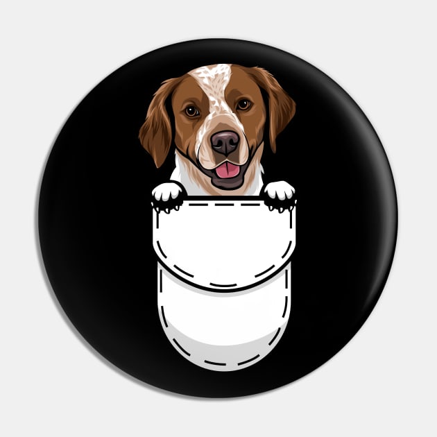 Funny Brittany Spaniel Pocket Dog Pin by Pet My Dog