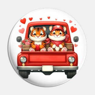 Valentine Tiger Couple Sitting On Truck Pin