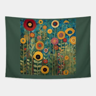 Colorful Abstract Flower Garden Landscape After Klimt Tapestry