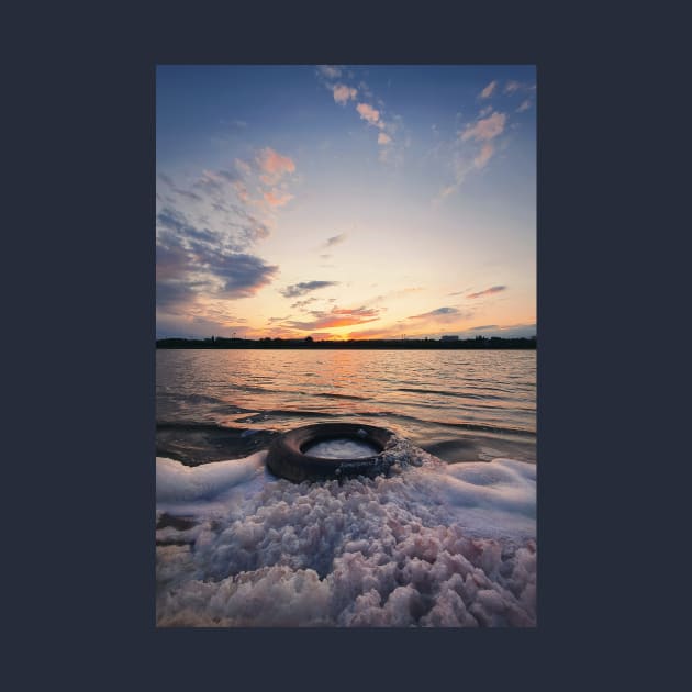 foamy tire in the lake water by psychoshadow