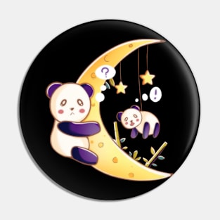 Panda bear hugging the moon Pin