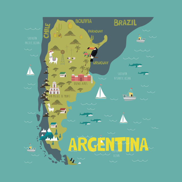 Argentina Illustrated Map by JunkyDotCom