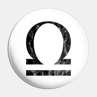 Libra Zodiac Horoscope in Distressed Black Design Pin