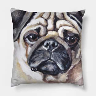 Pug Watercolor Painting - Dog Lover Gifts Pillow