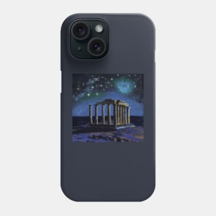 Temple of Poseidon Ancient Greece Oil Painting Phone Case