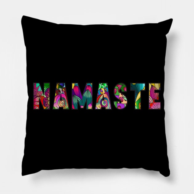 Namaste in colour Pillow by My Tiny Apartment