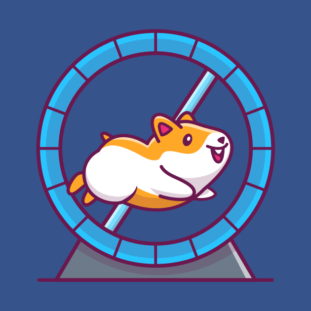 Cute Hamster Running In Running Wheel Cartoon by Catalyst Labs