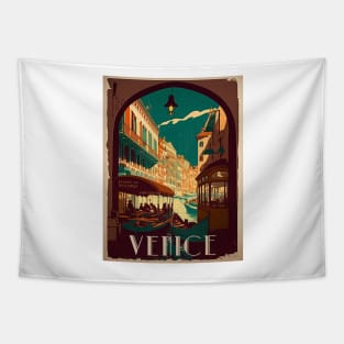 Venice Canal Vintage Travel Art Poster Tapestry