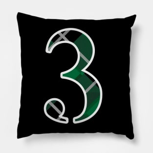 3 Sports Jersey Number Green Black Flannel Pillow