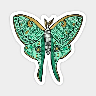 Luna Moth Green and Gold Magnet