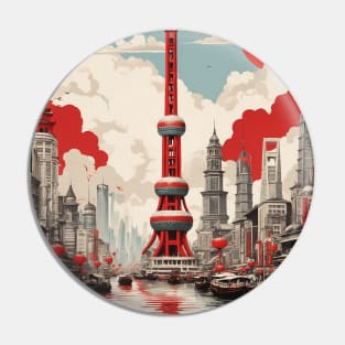 Shanghai China Vintage Poster Tourism Pin