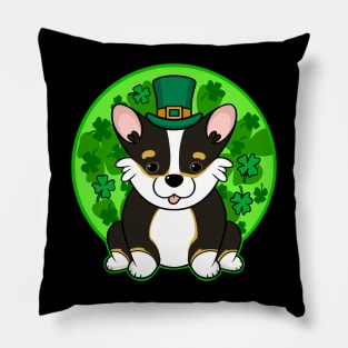 Corgi St Patricks Day Pillow