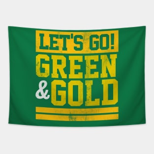 Let's Go Green & Gold Team Favorite Colors Vintage Game Day Tapestry