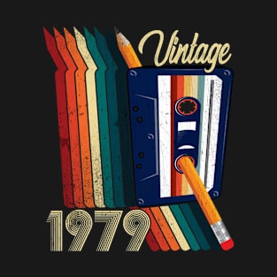 Vintage 1979 Cassette Tape Pencil Retro Classic Birthday T-Shirt