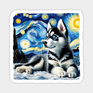 Starry Siberian Husky Portrait - Dog Portrait Magnet