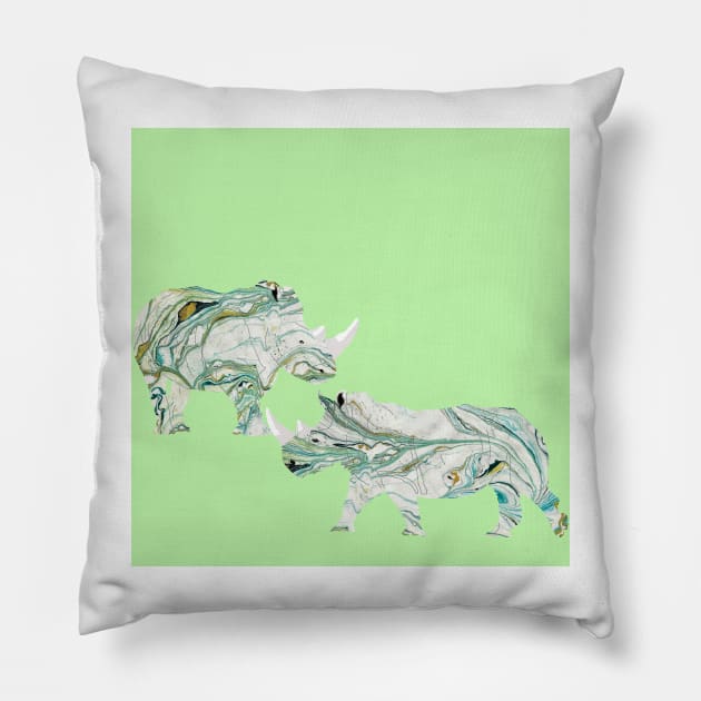 White Rhinos Collage Pillow by MarbleCloud