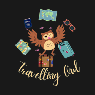 Travelling Owl on a Suitcase Female Edition T-Shirt