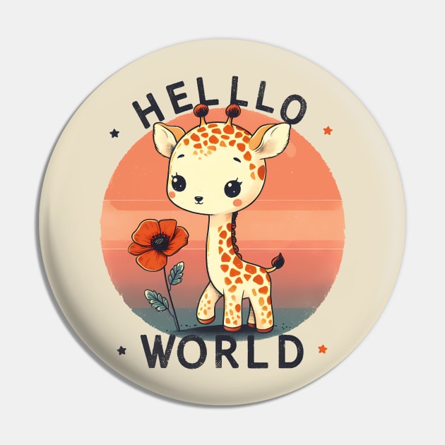 Hello World Giraffe Pin by Cutetopia