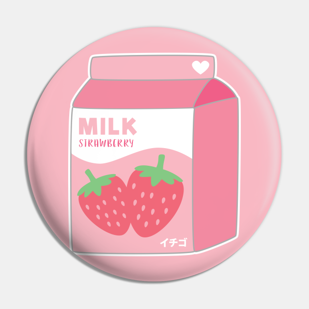 Strawberry Milk Carton Kawaii Cute Strawberries Strawberry Milk Pin Teepublic 