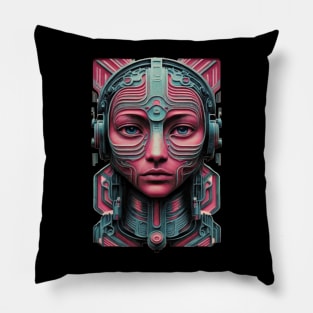 Futurism Dystopian Abstract Modern Portrait Art Pillow