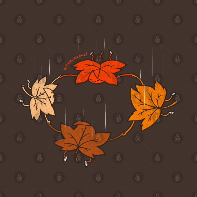 Funny Kawaii Fall Season Autumn Leaves Extreme Sports Free Falling Cartoon by BoggsNicolas