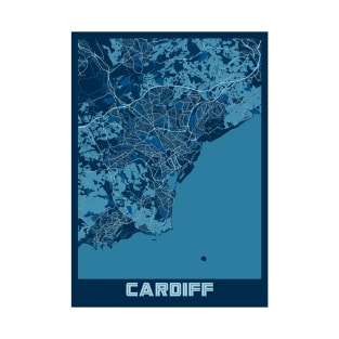 Cardiff - United Kingdom Peace City Map T-Shirt