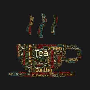 Tea Lover TShirt with over 100 Tea Terms in a Word Cloud T-Shirt