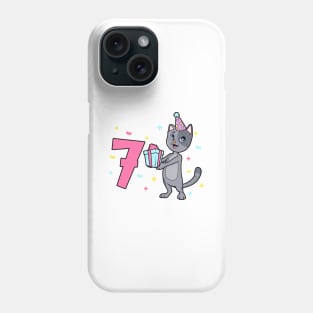 I am 7 with cat - girl birthday 7 years old Phone Case