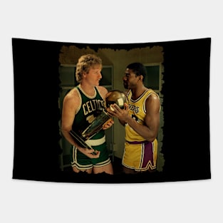 vintage larry bird and magic johnson Tapestry